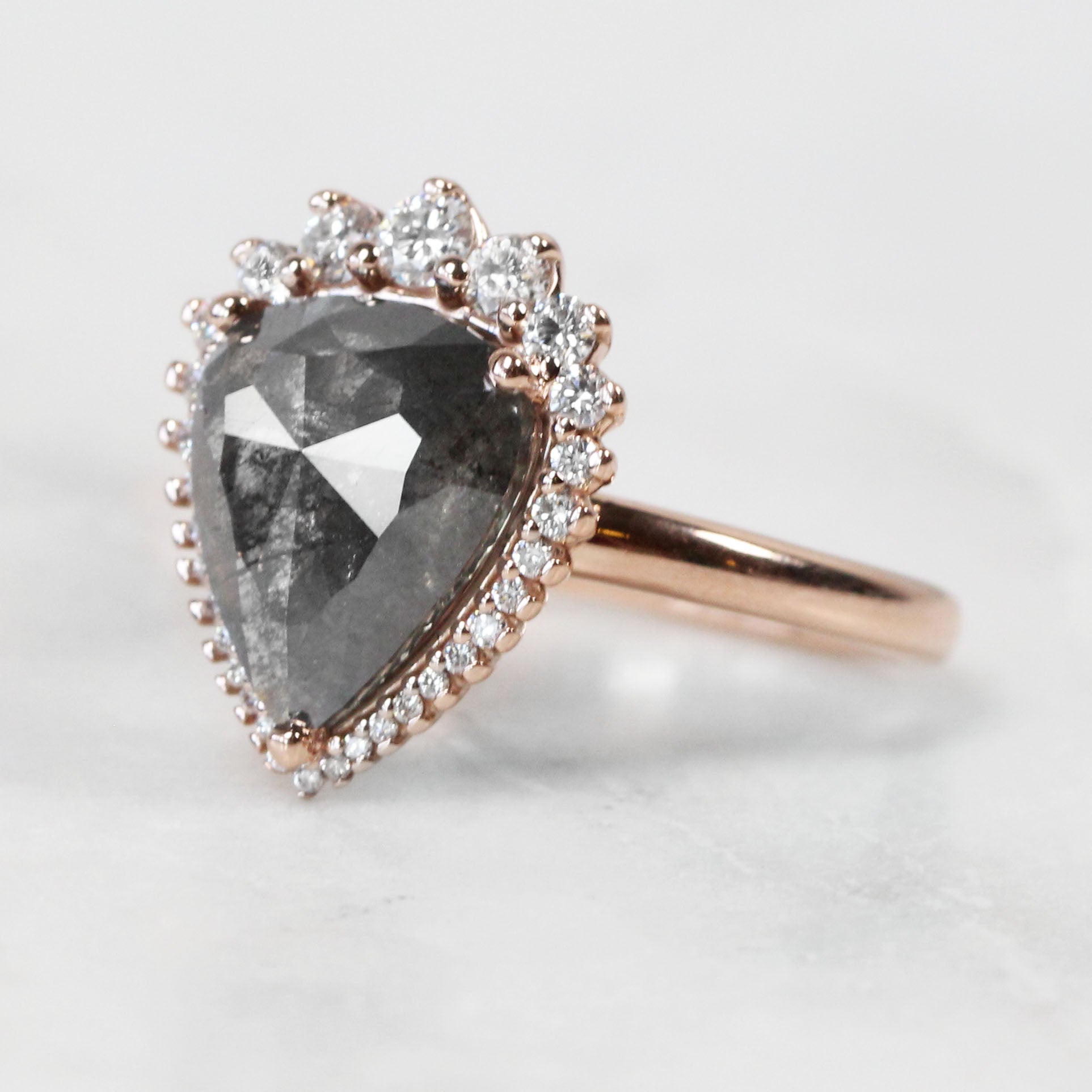 Eleanor Ring with 2.91 Carat Pear Celestial Diamond in 14k Rose Gold - Ready to Size and Ship - Midwinter Co. Alternative Bridal Rings and Modern Fine Jewelry