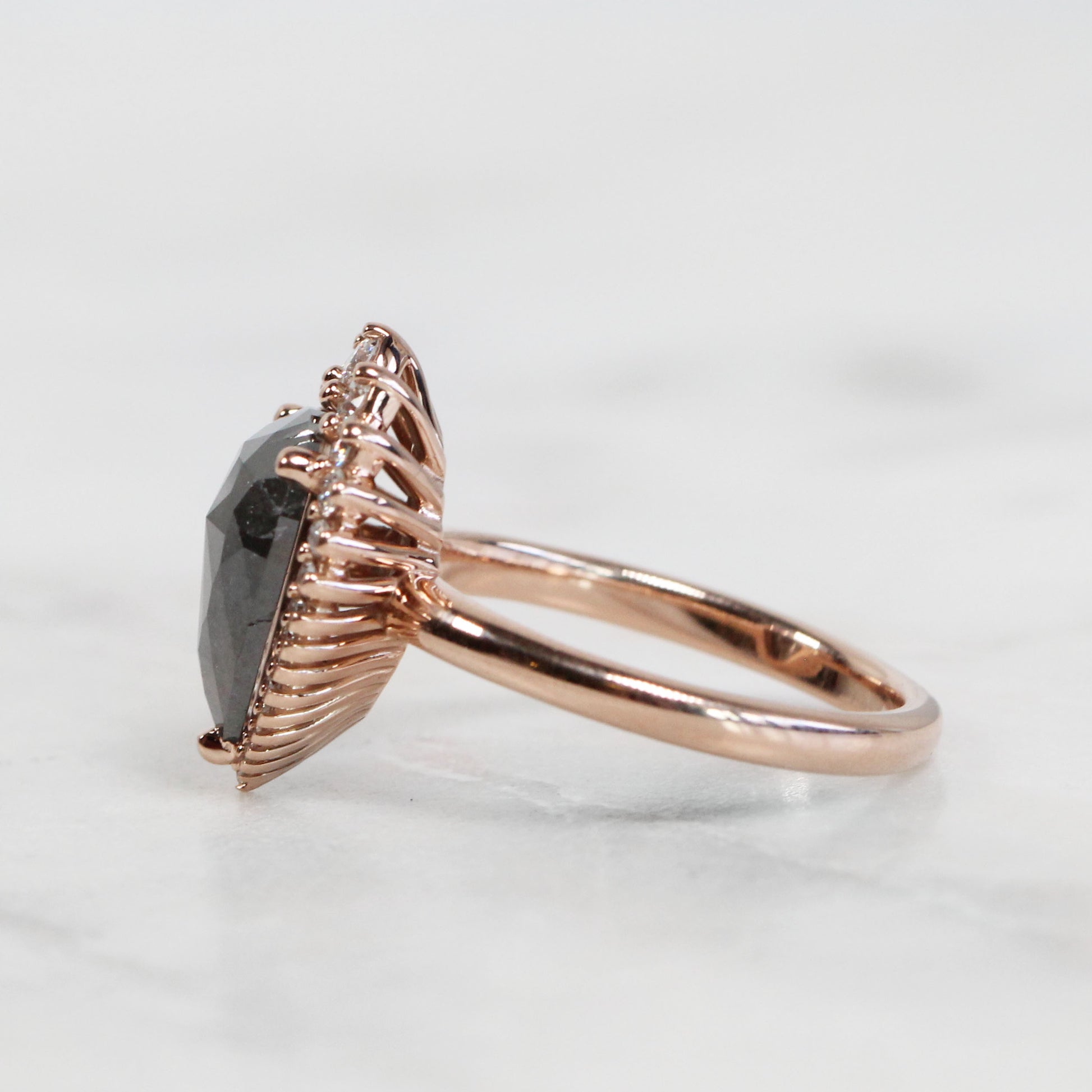 Eleanor Ring with 2.91 Carat Pear Celestial Diamond in 14k Rose Gold - Ready to Size and Ship - Midwinter Co. Alternative Bridal Rings and Modern Fine Jewelry