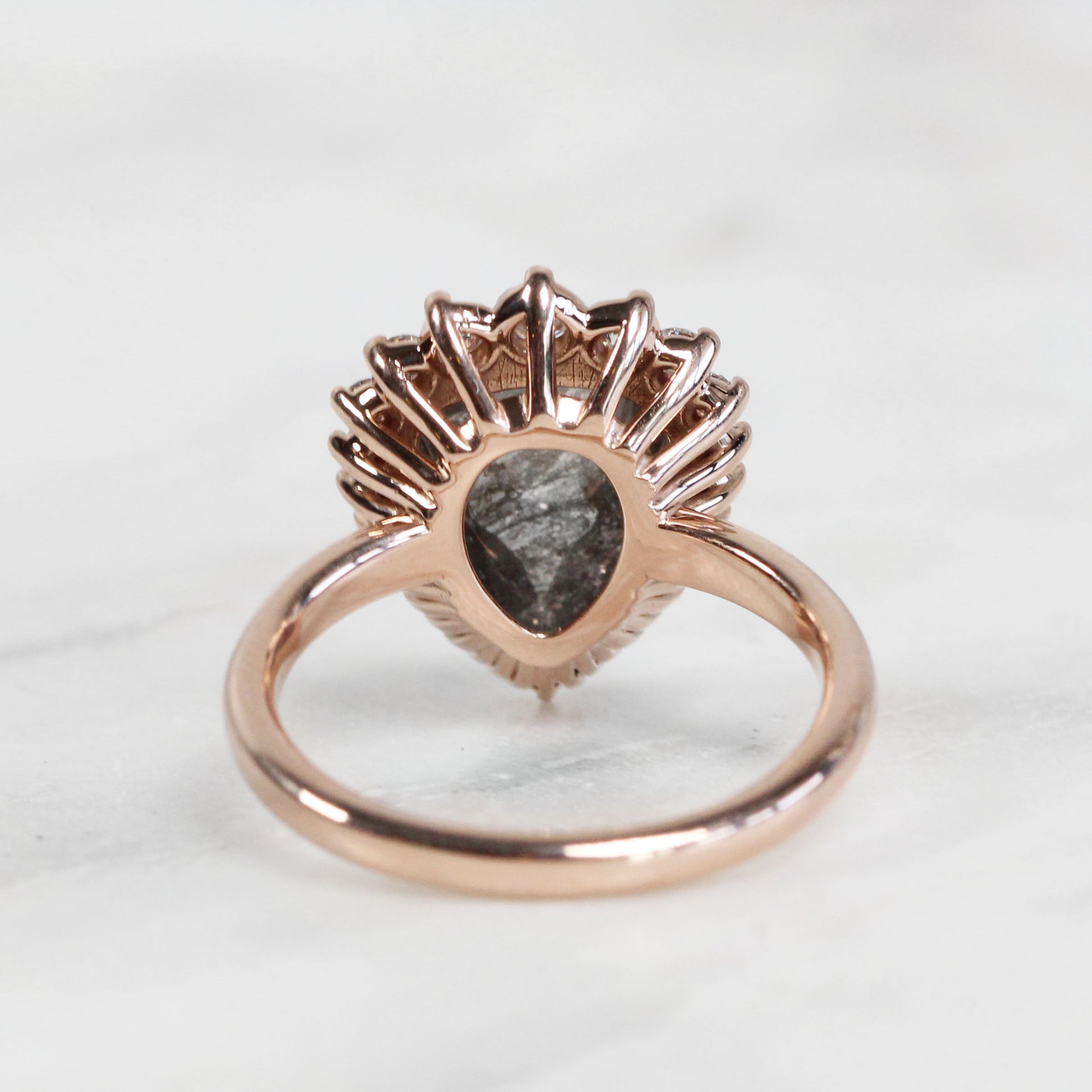 Eleanor Ring with 2.91 Carat Pear Celestial Diamond in 14k Rose Gold - Ready to Size and Ship - Midwinter Co. Alternative Bridal Rings and Modern Fine Jewelry