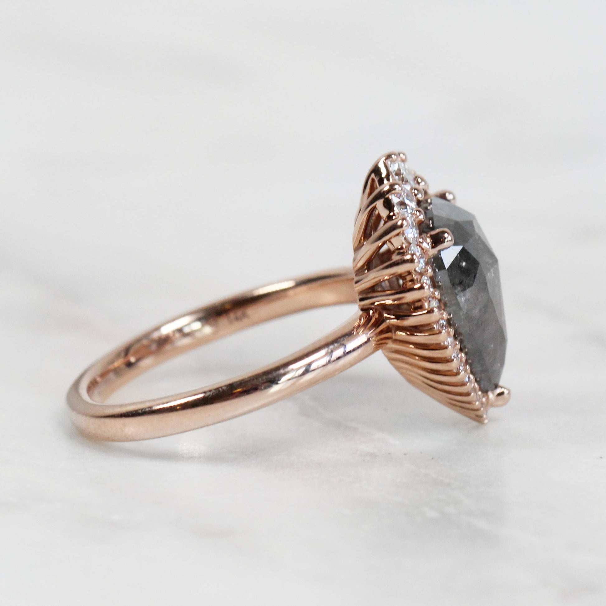 Eleanor Ring with 2.91 Carat Pear Celestial Diamond in 14k Rose Gold - Ready to Size and Ship - Midwinter Co. Alternative Bridal Rings and Modern Fine Jewelry