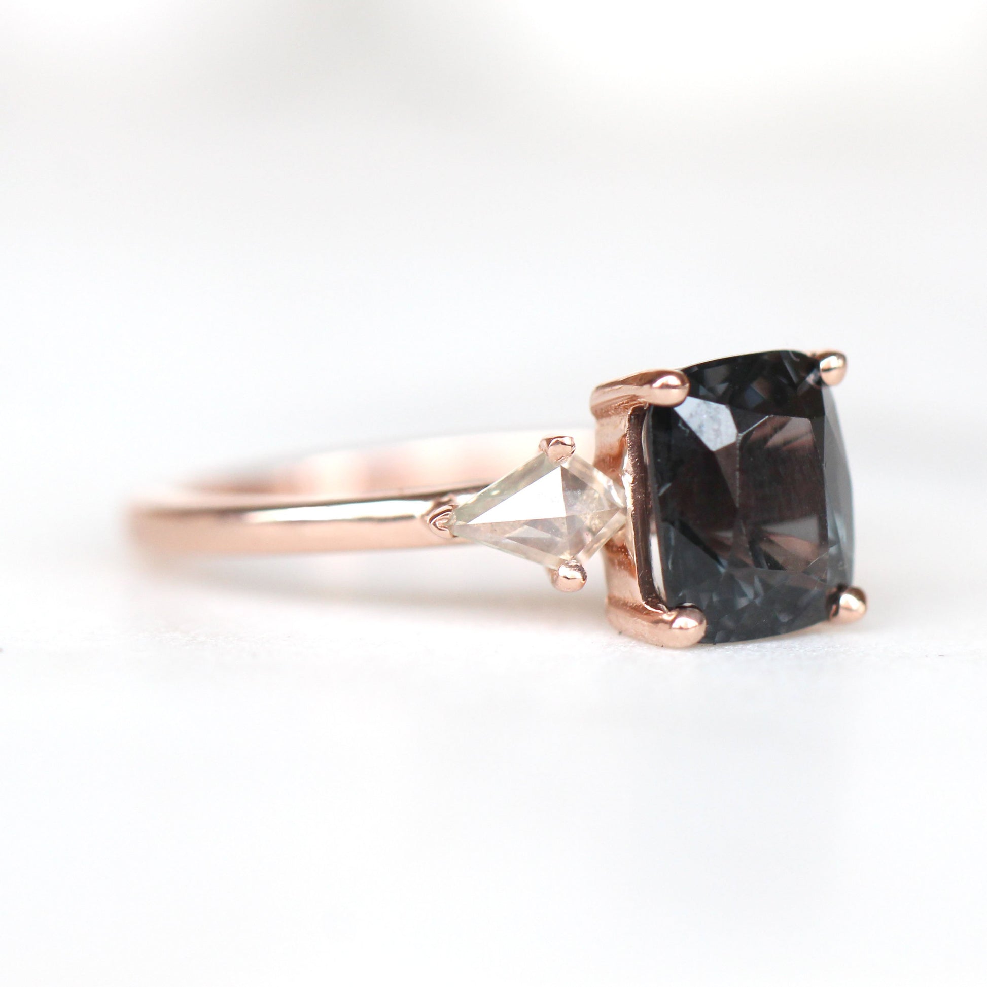 Zephyr Ring with a 1.90 Carat Emerald Spinel and Celestial Accent Diamonds in 14k Rose Gold - Ready to Size and Ship - Midwinter Co. Alternative Bridal Rings and Modern Fine Jewelry