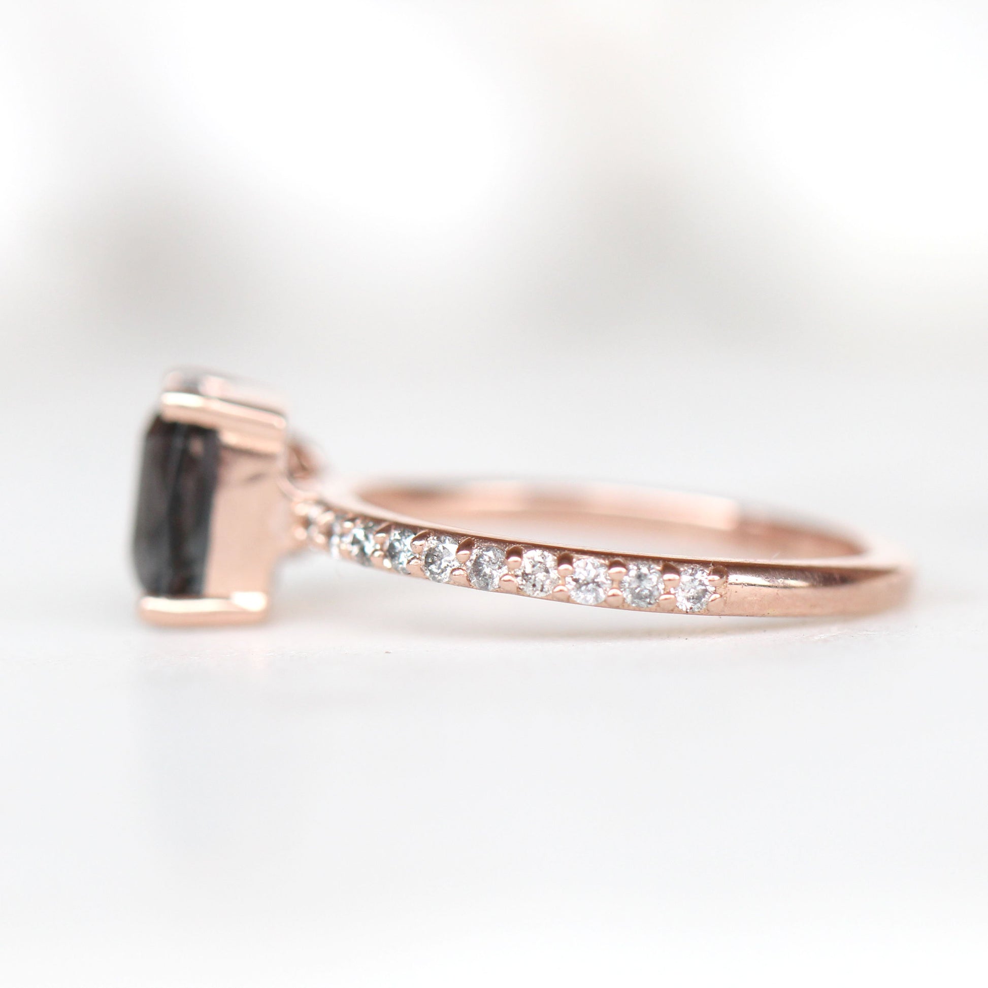 Zephyr Ring with a 1.90 Carat Emerald Spinel and Celestial Accent Diamonds in 14k Rose Gold - Ready to Size and Ship - Midwinter Co. Alternative Bridal Rings and Modern Fine Jewelry