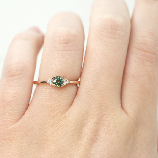 Toi et Moi Ring with a 1.42 Carat Green Oval Sapphire and a 0.66