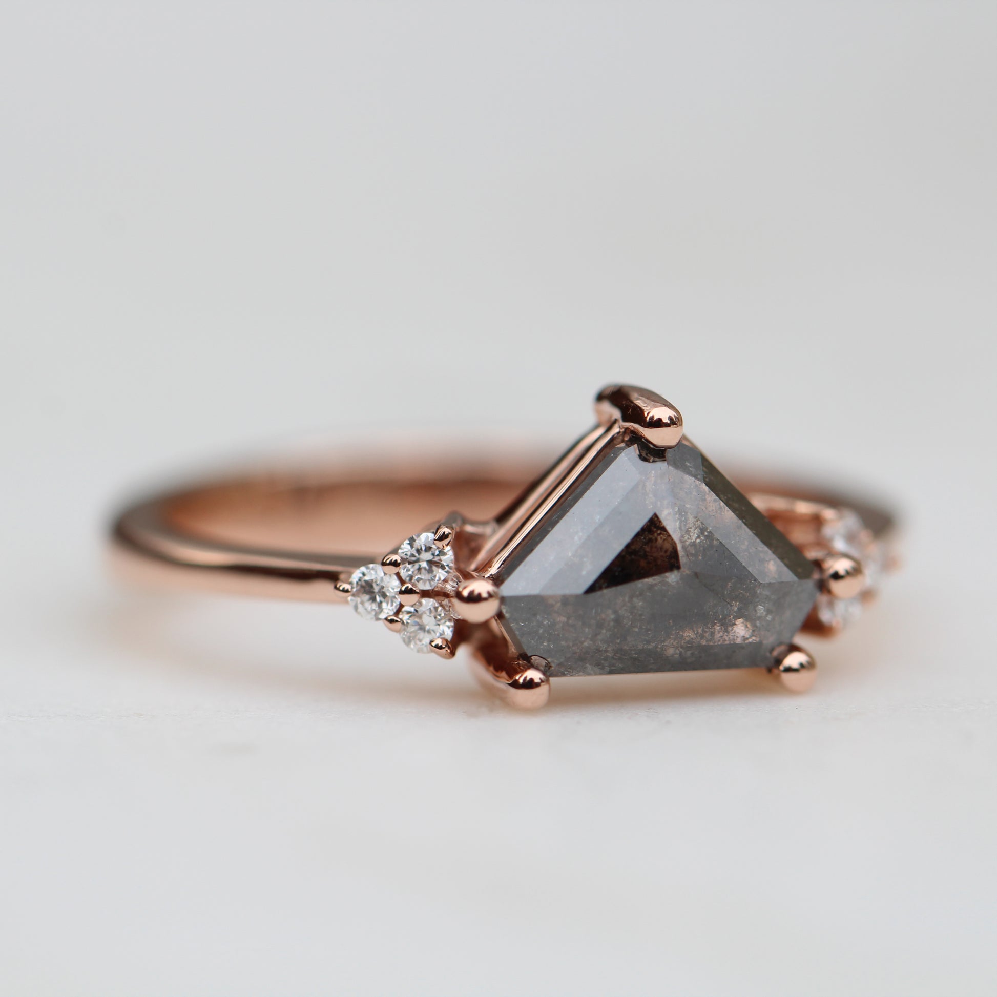 .90 Carat Shield Diamond Imogene Ring in 14k Rose Gold - Ready to size and ship - Midwinter Co. Alternative Bridal Rings and Modern Fine Jewelry