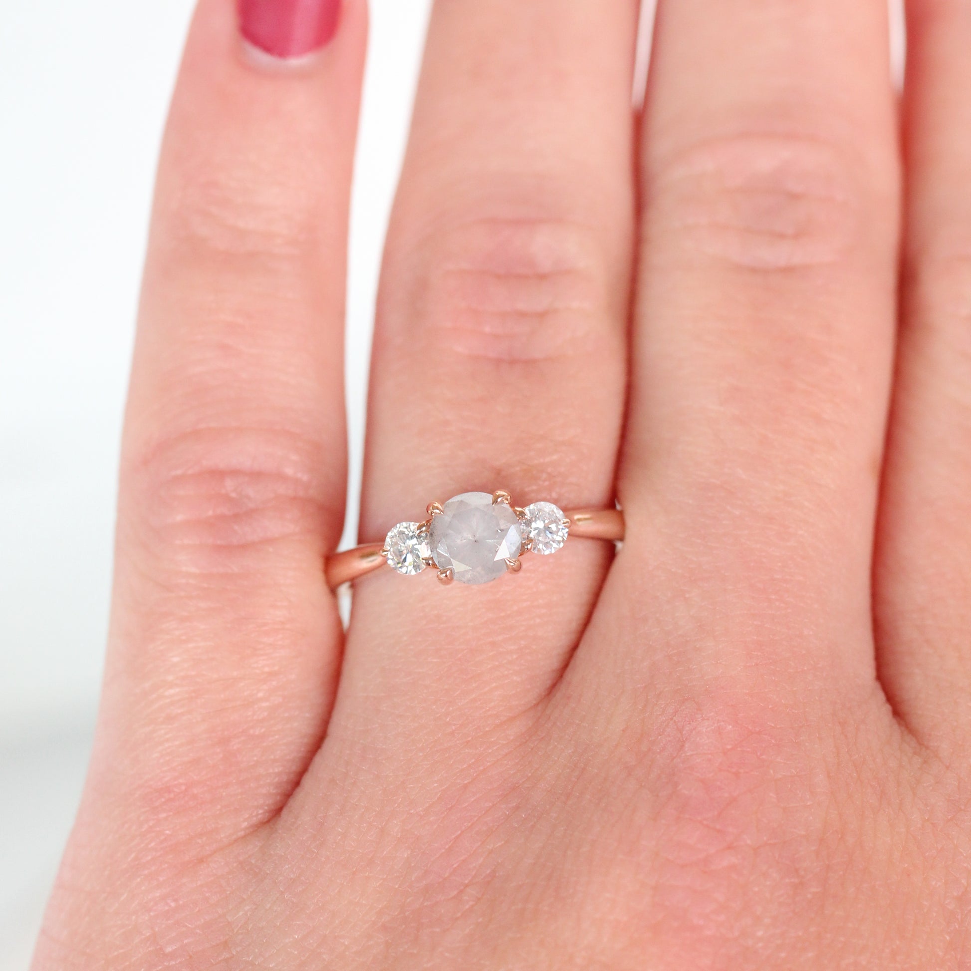 Luvia' Natural White Diamond White or Rose Gold Flower Engagement Ring