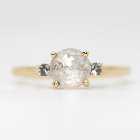 Terra Ring with a 1.33 Carat Rose Cut Celestial Diamond and Gray Blue Spinel in 14k Yellow Gold - Ready to Size and Ship - Midwinter Co. Alternative Bridal Rings and Modern Fine Jewelry