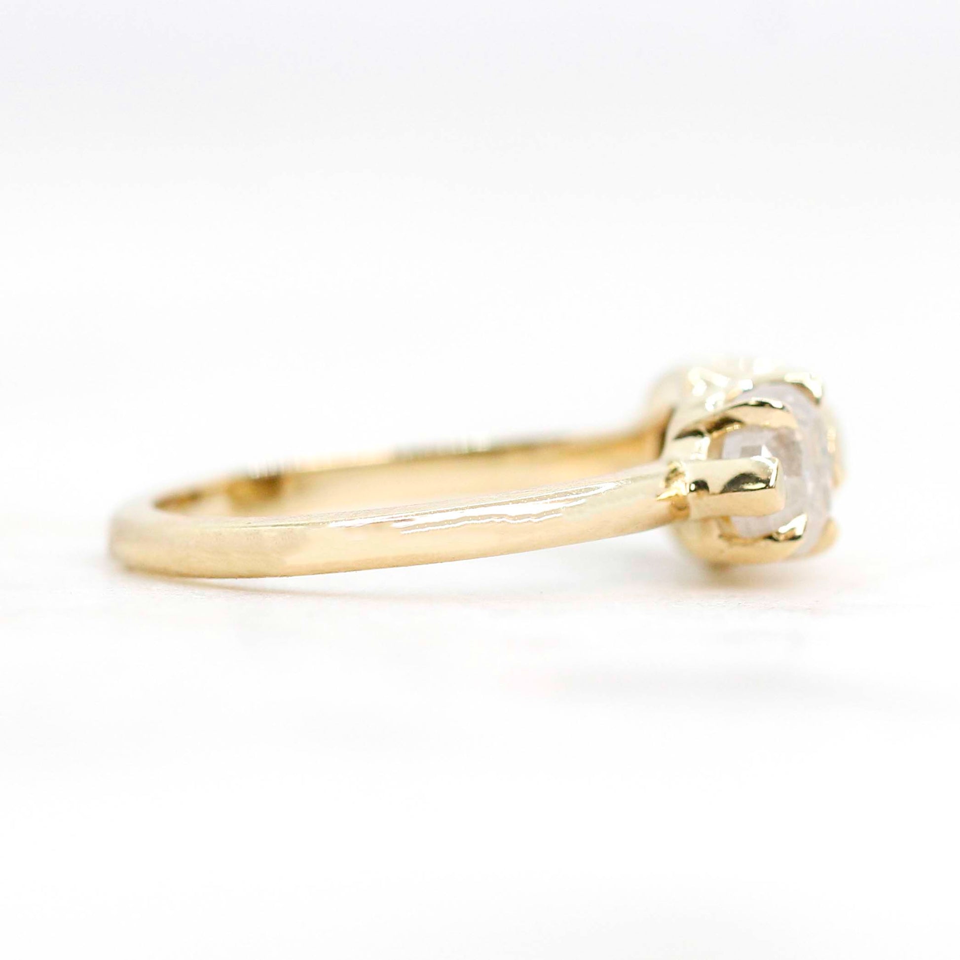 Skull Ring with a 0.79 Carat Misty White Heart-Shaped Diamond and Hidden Diamond in 14k Yellow Gold - Ready to Size and Ship - Midwinter Co. Alternative Bridal Rings and Modern Fine Jewelry