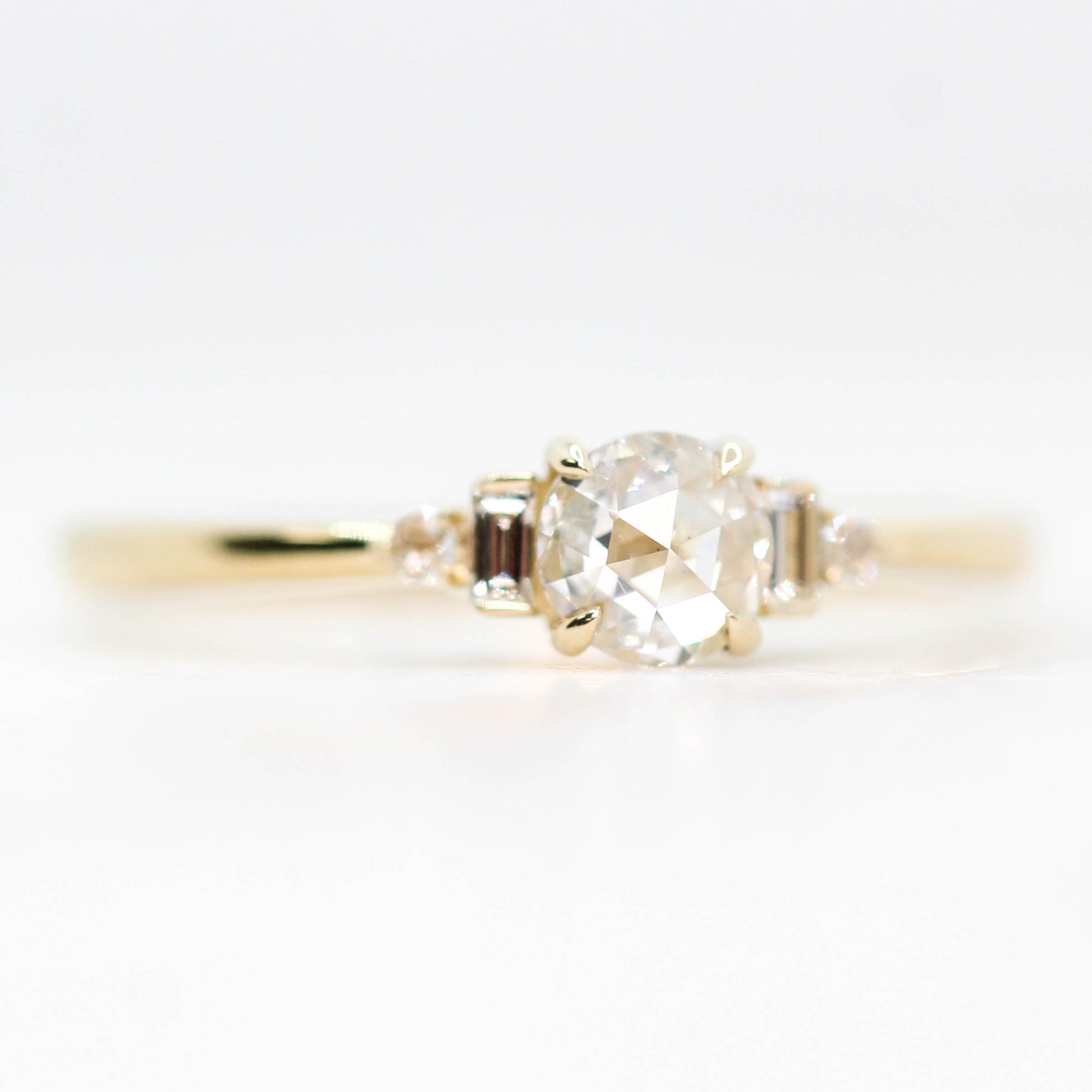 Iris Ring with a 0.30 Carat Clear White Diamond and White Accent Diamonds in 14k Yellow Gold - Ready to Size and Ship - Midwinter Co. Alternative Bridal Rings and Modern Fine Jewelry