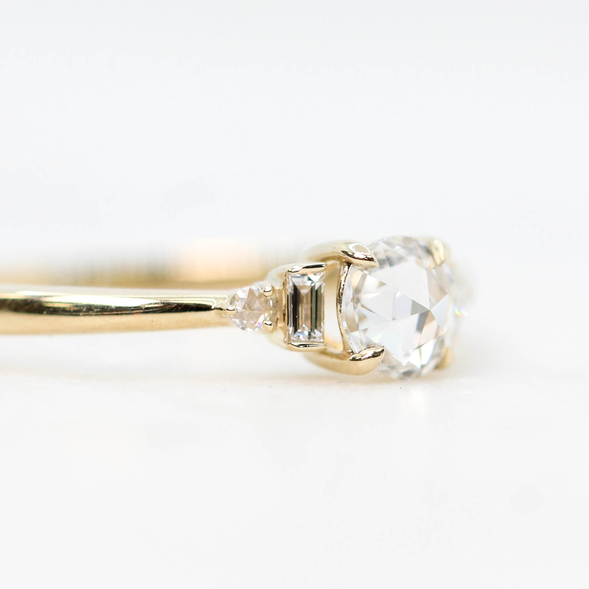 Iris Ring with a 0.30 Carat Clear White Diamond and White Accent Diamonds in 14k Yellow Gold - Ready to Size and Ship - Midwinter Co. Alternative Bridal Rings and Modern Fine Jewelry