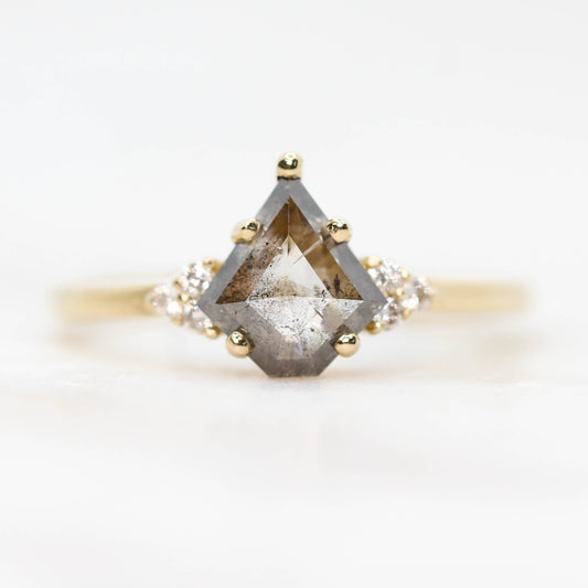 Imogene Ring with a 0.90 Carat Gray Celestial Kite Diamond and White Accent Diamonds in 14k Yellow Gold - Ready to Size and Ship - Midwinter Co. Alternative Bridal Rings and Modern Fine Jewelry