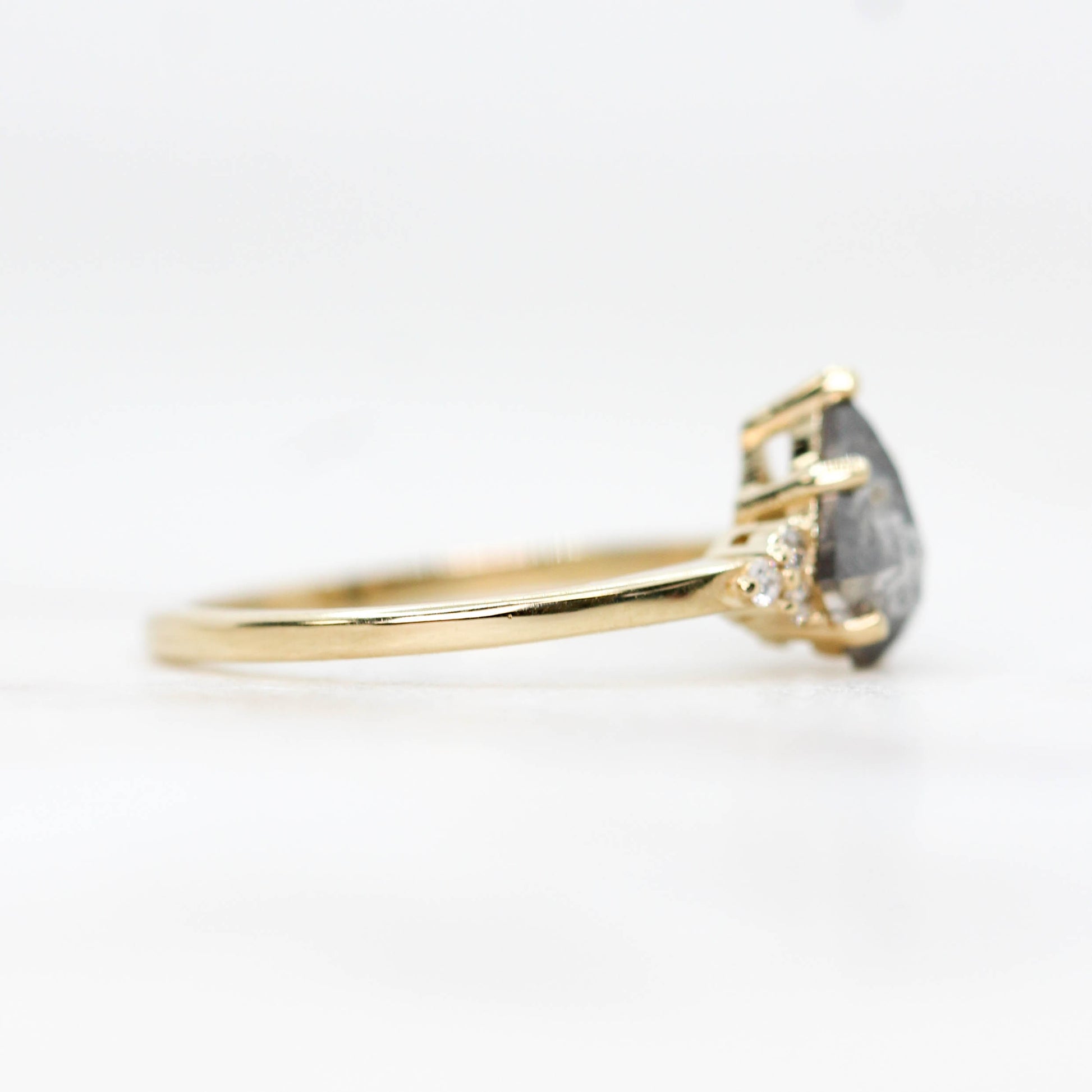 Imogene Ring with a 0.90 Carat Gray Celestial Kite Diamond and White Accent Diamonds in 14k Yellow Gold - Ready to Size and Ship - Midwinter Co. Alternative Bridal Rings and Modern Fine Jewelry