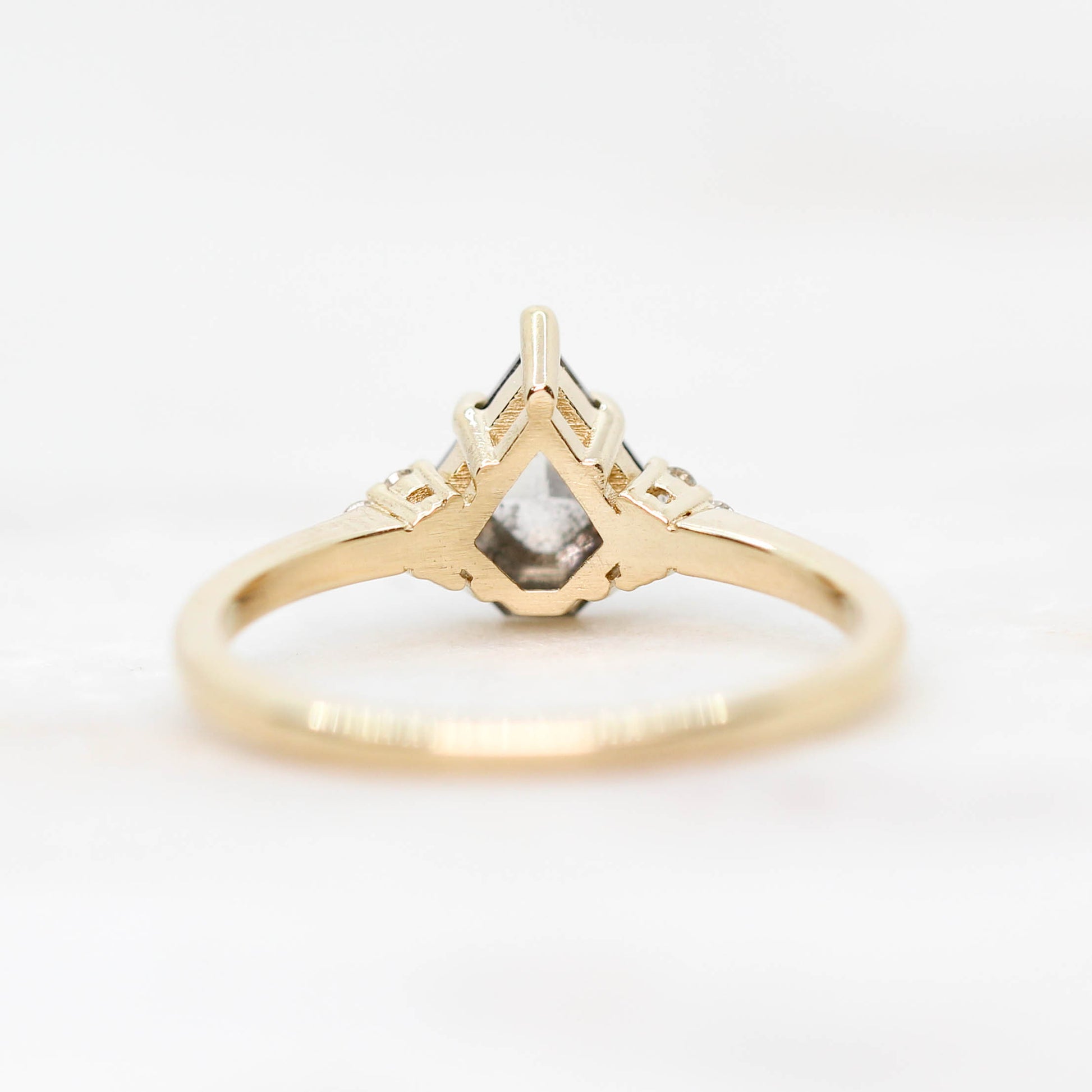 Imogene Ring with a 0.90 Carat Gray Celestial Kite Diamond and White Accent Diamonds in 14k Yellow Gold - Ready to Size and Ship - Midwinter Co. Alternative Bridal Rings and Modern Fine Jewelry