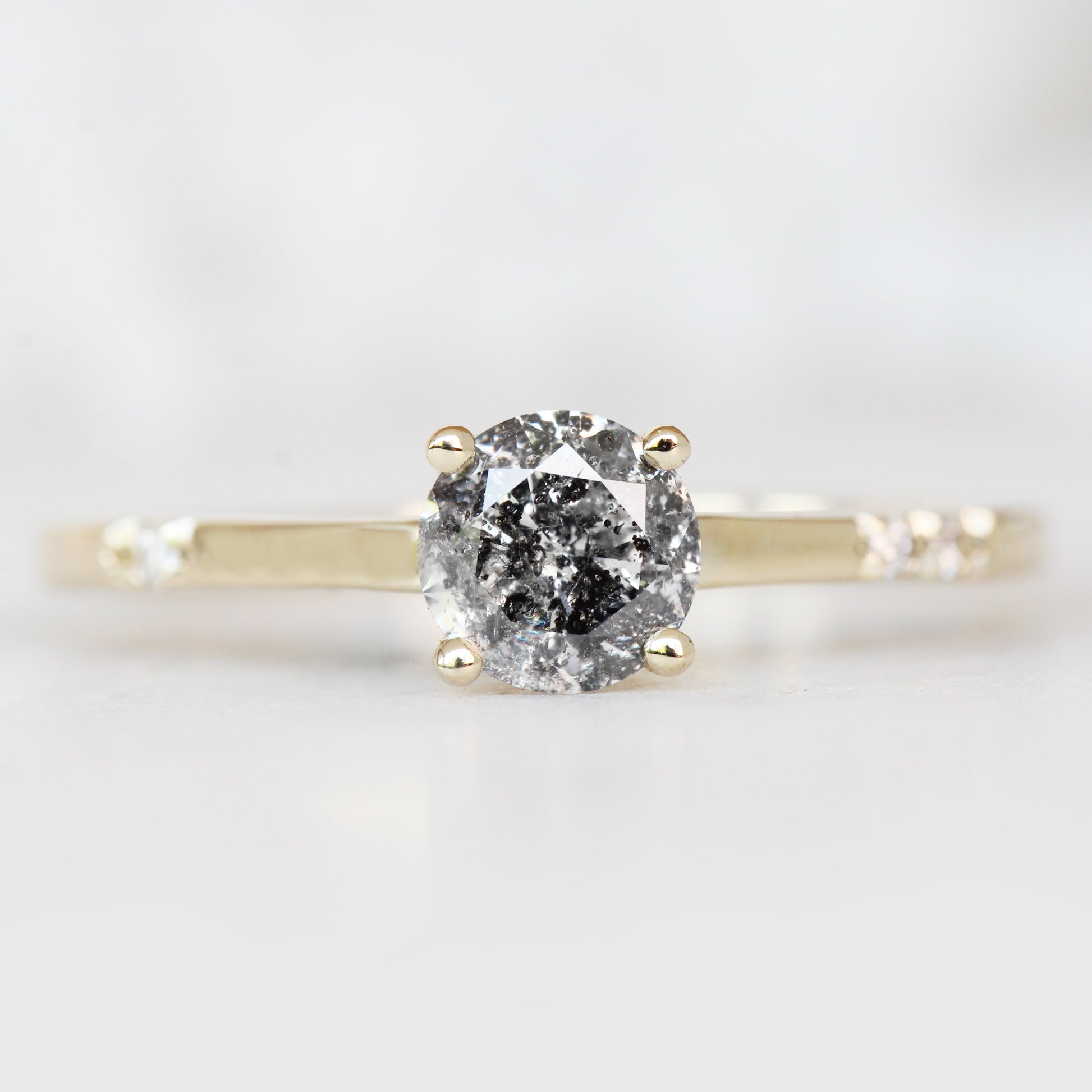 Xavier Ring with a 0.65 Carat Round Dark Celestial Diamond in 14K Yellow Gold - Ready to size and ship - Midwinter Co. Alternative Bridal Rings and Modern Fine Jewelry