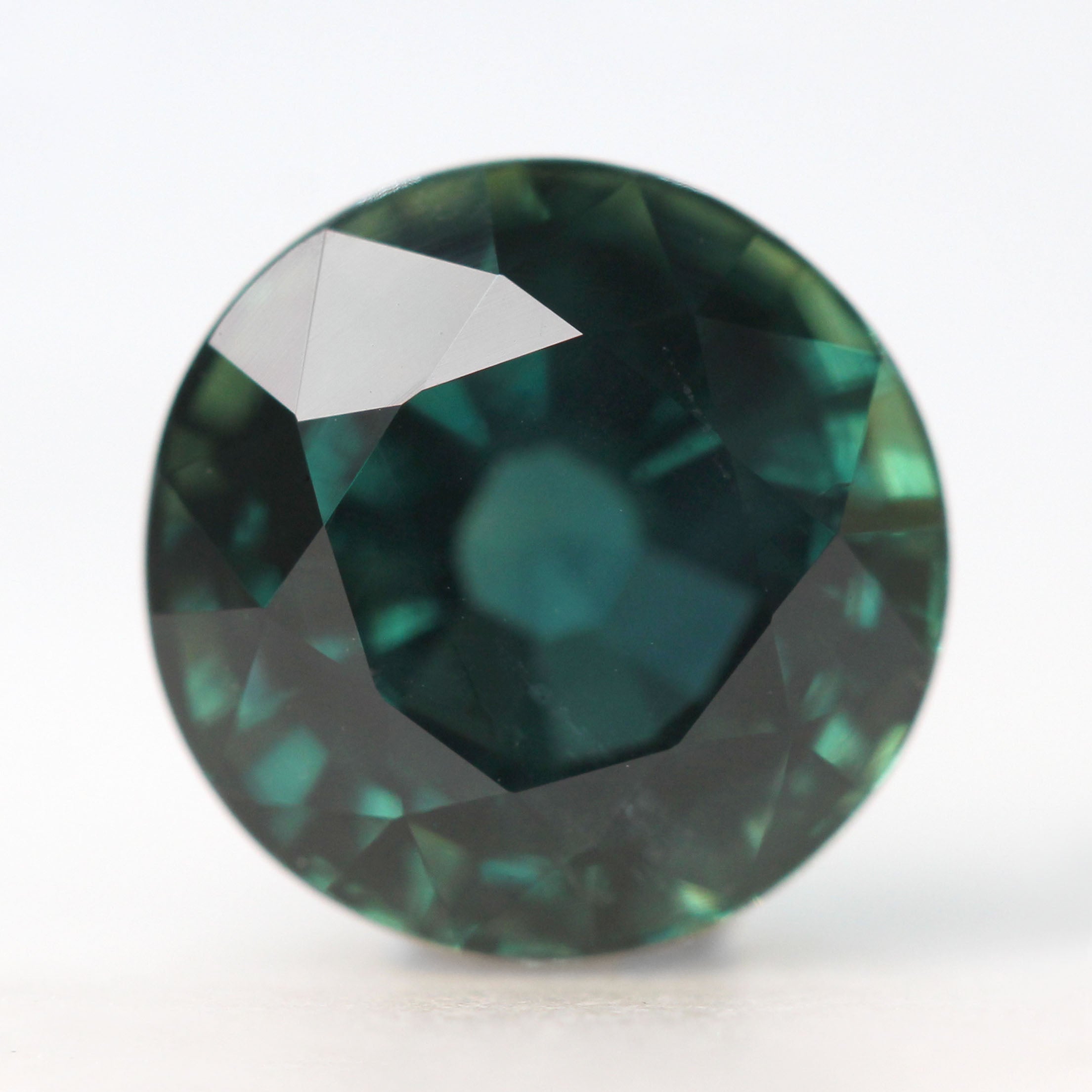 4.87 Carat GIA Certified Round Dark Teal Green Sapphire for Custom Wor ...