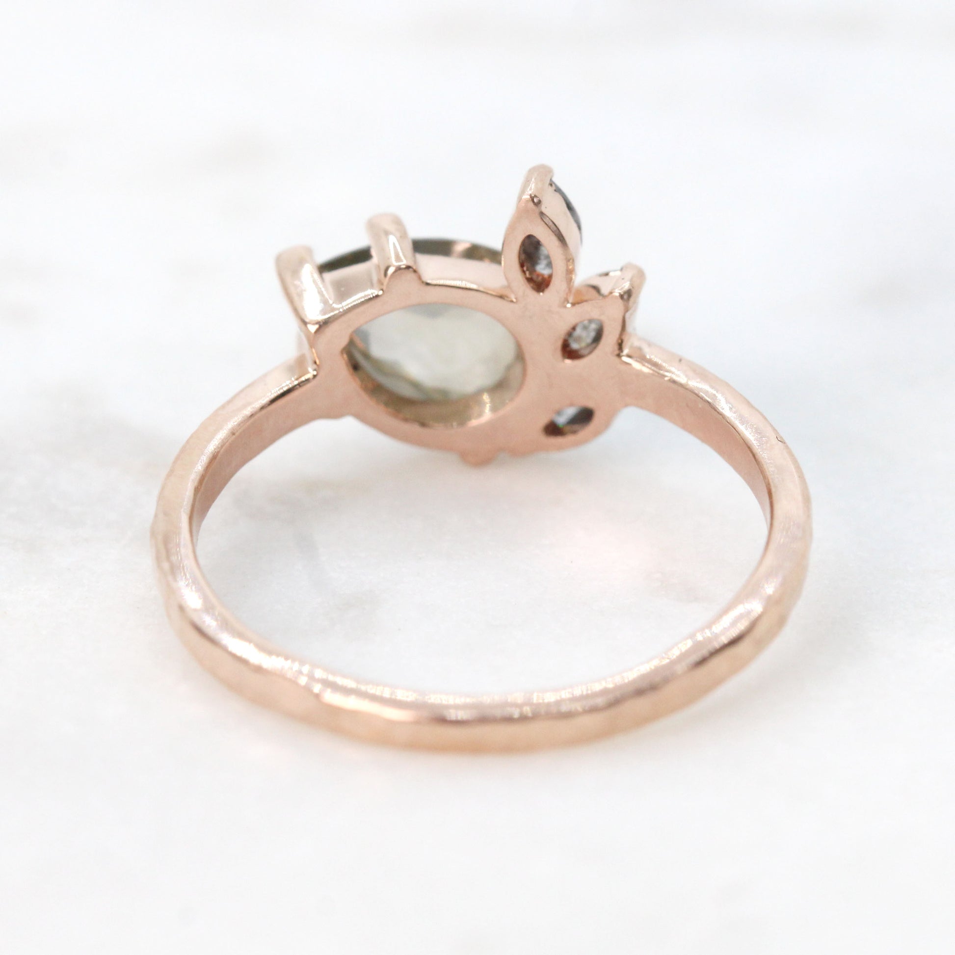 Alyssa Ring with a 1.00 Carat Misty Gray Pear Celestial Diamond and Celestial Diamond Accents in 14k Rose Gold - Ready to Size and Ship - Midwinter Co. Alternative Bridal Rings and Modern Fine Jewelry