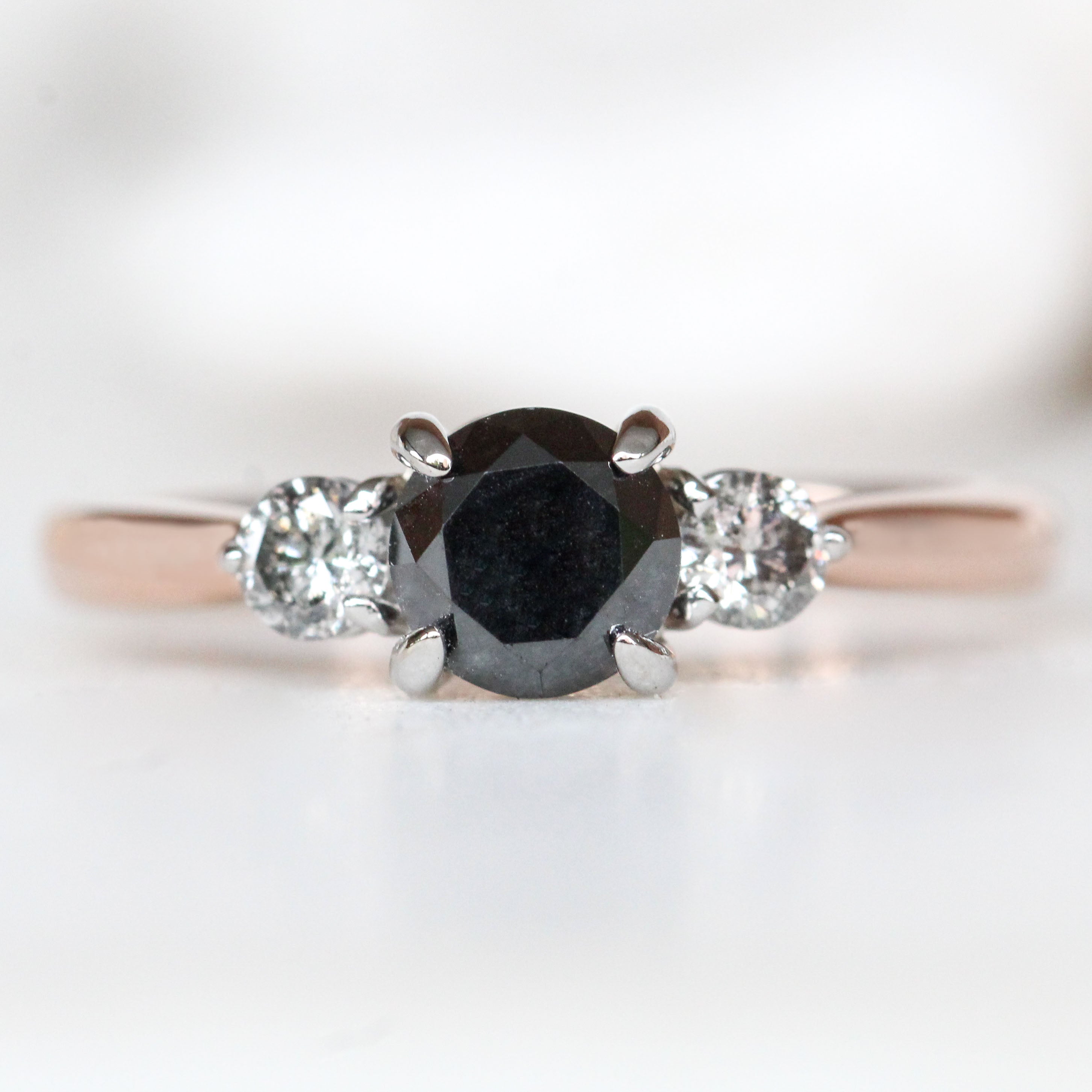 Black and white diamond on sale rose gold ring