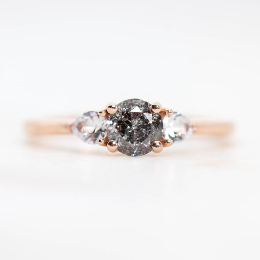 CAELEN (J) Faye Ring with a 0.51 Carat Dark Celestial Diamond and White Accent Sapphires in 10k Rose Gold - Ready to Size and Ship - Midwinter Co. Alternative Bridal Rings and Modern Fine Jewelry