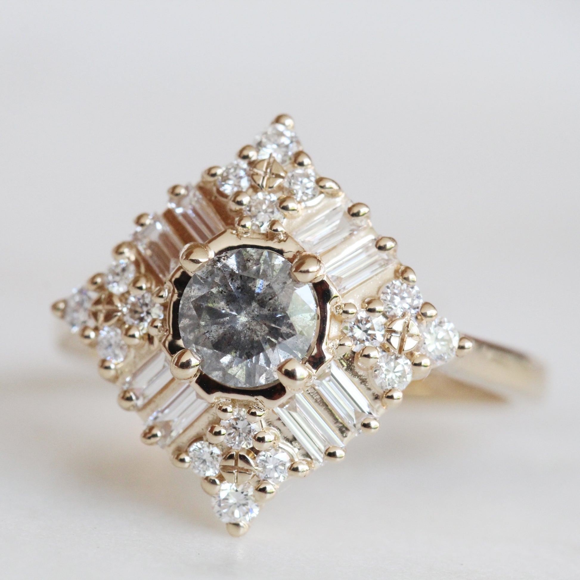 Winnifred Ring with a Celestial Round Diamond and Halo in 14k Yellow Gold - Ready to Size and Ship - Midwinter Co. Alternative Bridal Rings and Modern Fine Jewelry