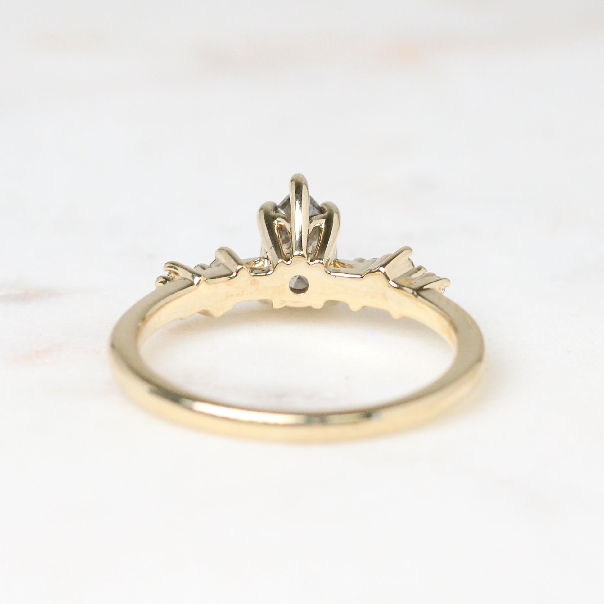 Zealan Ring with a 0.69 Carat Gray Celestial Diamond and White Accent Diamonds in 14k Yellow Gold - Ready to Size and Ship - Midwinter Co. Alternative Bridal Rings and Modern Fine Jewelry