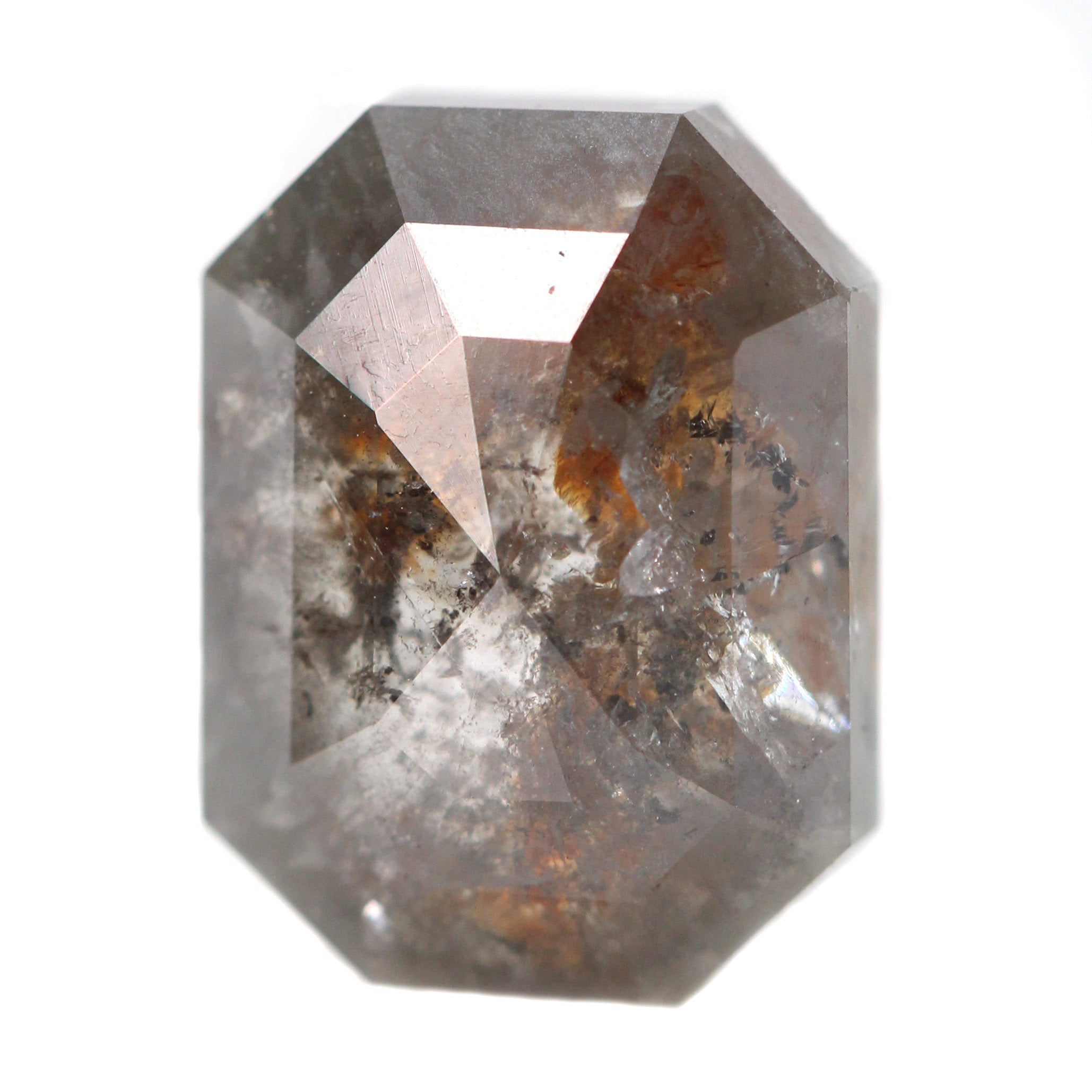 4.43 Carat Emerald Cut Dark and Stormy Gray Salt and Pepper