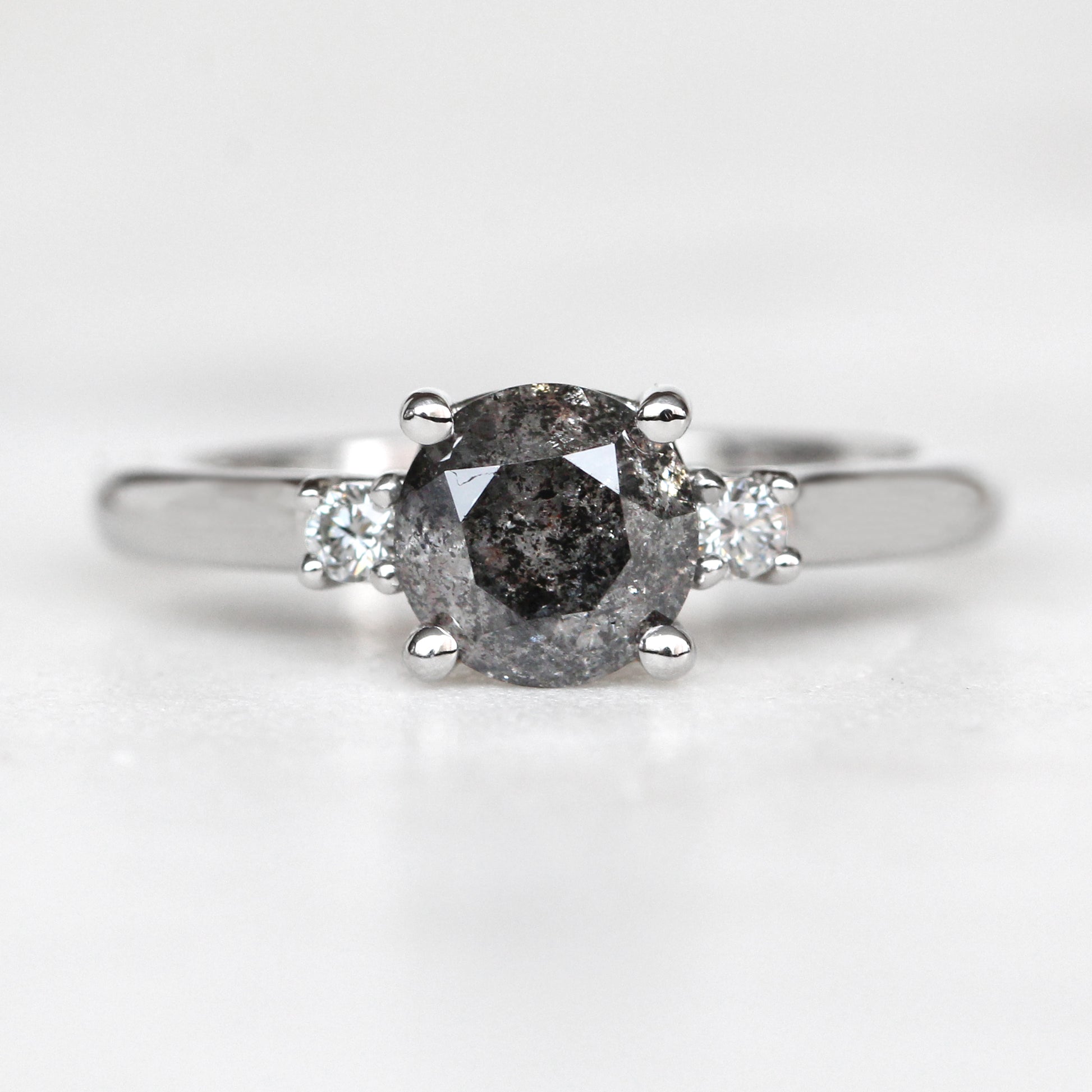 Terra Ring with a .94 Carat Celestial Diamond and Two Clear Accents in 14k White Gold - Ready to Size and Ship - Midwinter Co. Alternative Bridal Rings and Modern Fine Jewelry