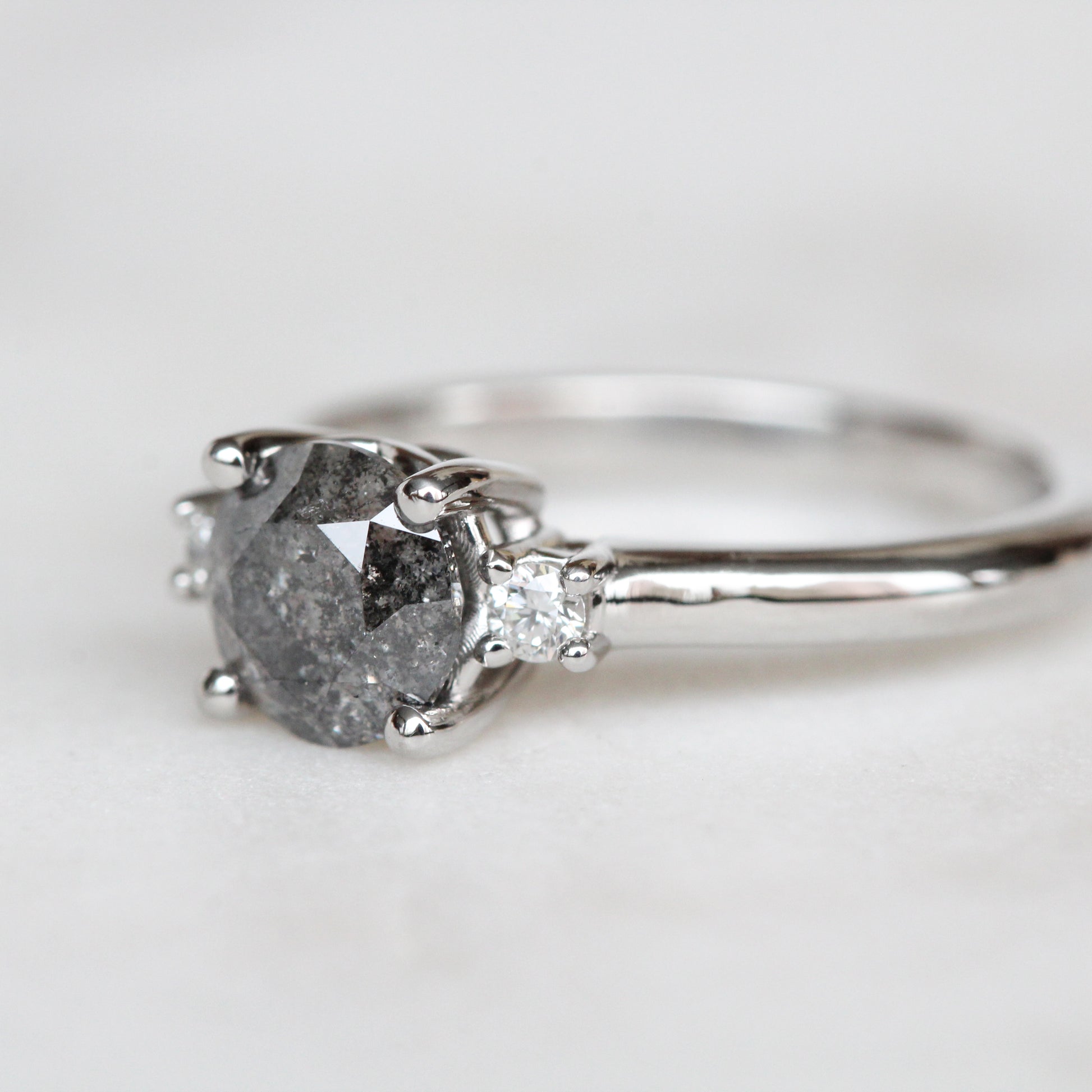 Terra Ring with a .94 Carat Celestial Diamond and Two Clear Accents in 14k White Gold - Ready to Size and Ship - Midwinter Co. Alternative Bridal Rings and Modern Fine Jewelry