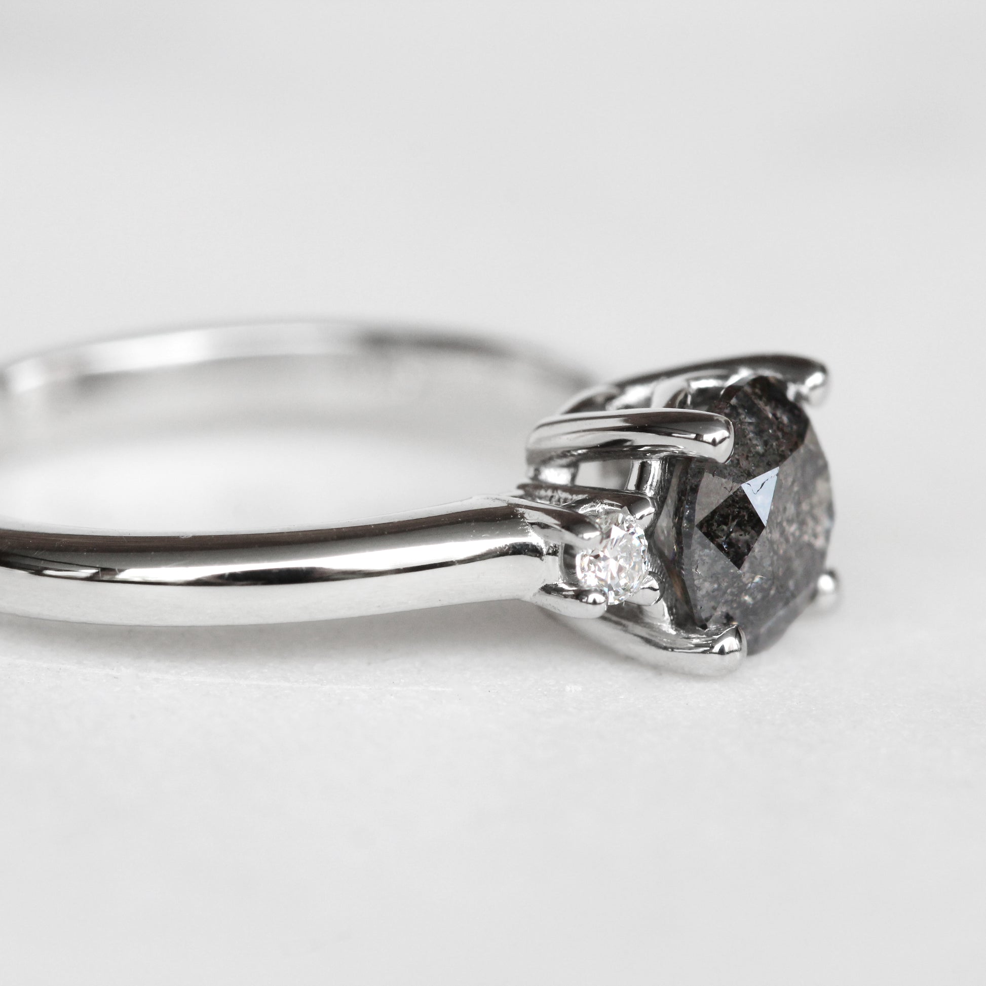 Terra Ring with a .94 Carat Celestial Diamond and Two Clear Accents in 14k White Gold - Ready to Size and Ship - Midwinter Co. Alternative Bridal Rings and Modern Fine Jewelry