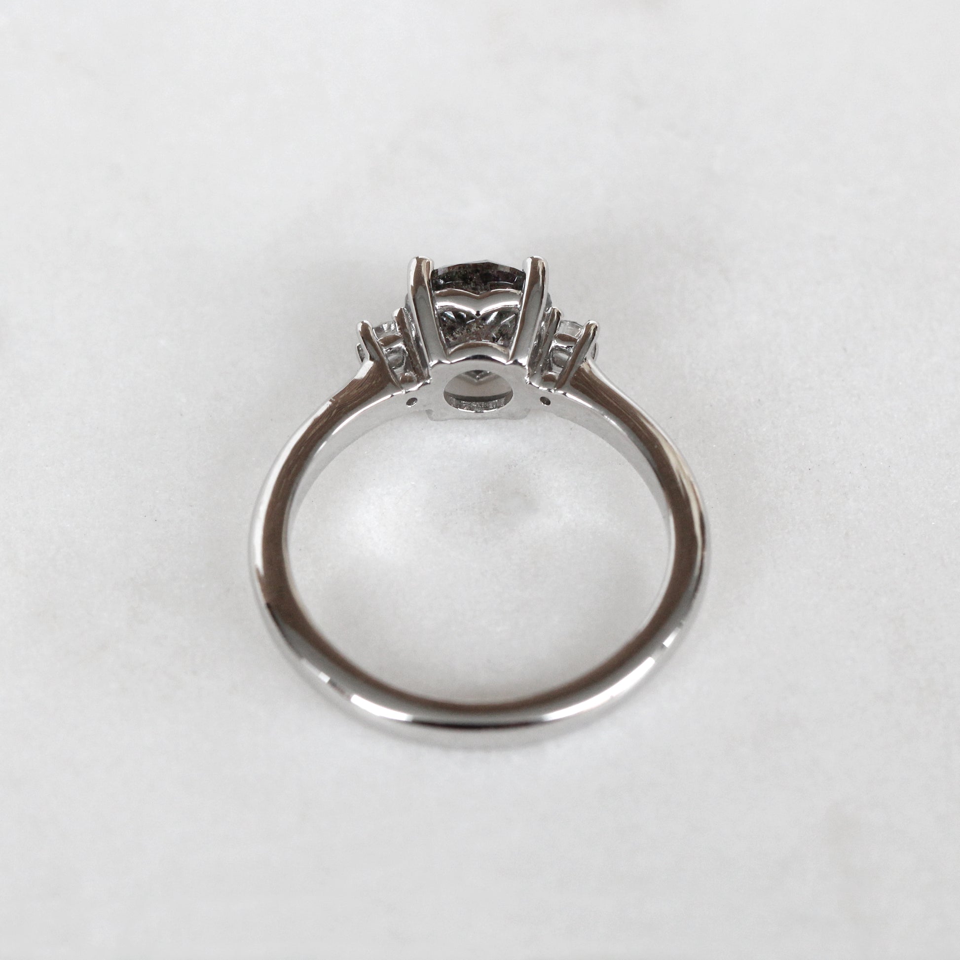 Terra Ring with a .94 Carat Celestial Diamond and Two Clear Accents in 14k White Gold - Ready to Size and Ship - Midwinter Co. Alternative Bridal Rings and Modern Fine Jewelry