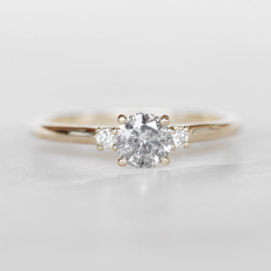 Terra Ring with a 0.5 Carat Celestial Diamond and Two 2mm Clear Accents in 14k Yellow Gold - Ready to Size and Ship - Midwinter Co. Alternative Bridal Rings and Modern Fine Jewelry