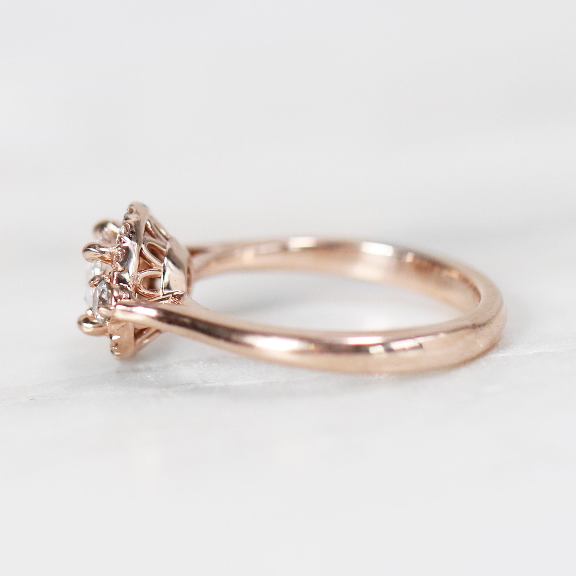 Vanessa Ring with .41 carat Rose Cut Round Diamond in 10k Rose Gold - Ready to Size and Ship - Midwinter Co. Alternative Bridal Rings and Modern Fine Jewelry