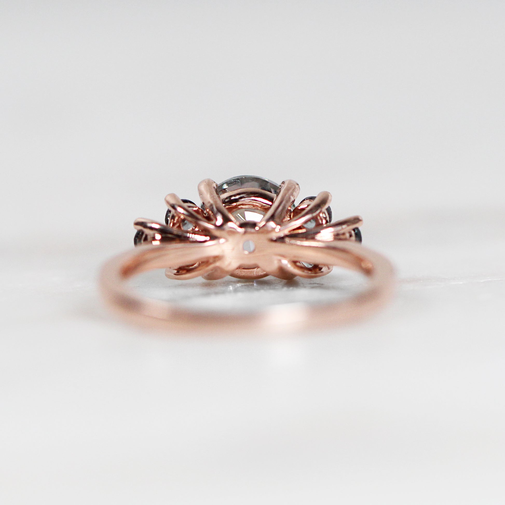 Veragene Ring with 1.40 Carat Round Moissanite in 10k Rose Gold - Ready to Size and Ship - Midwinter Co. Alternative Bridal Rings and Modern Fine Jewelry