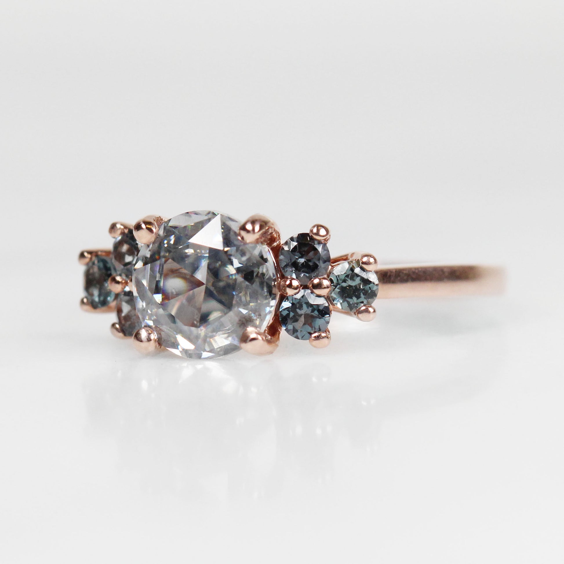 Veragene Ring with 1.40 Carat Round Moissanite in 10k Rose Gold - Ready to Size and Ship - Midwinter Co. Alternative Bridal Rings and Modern Fine Jewelry