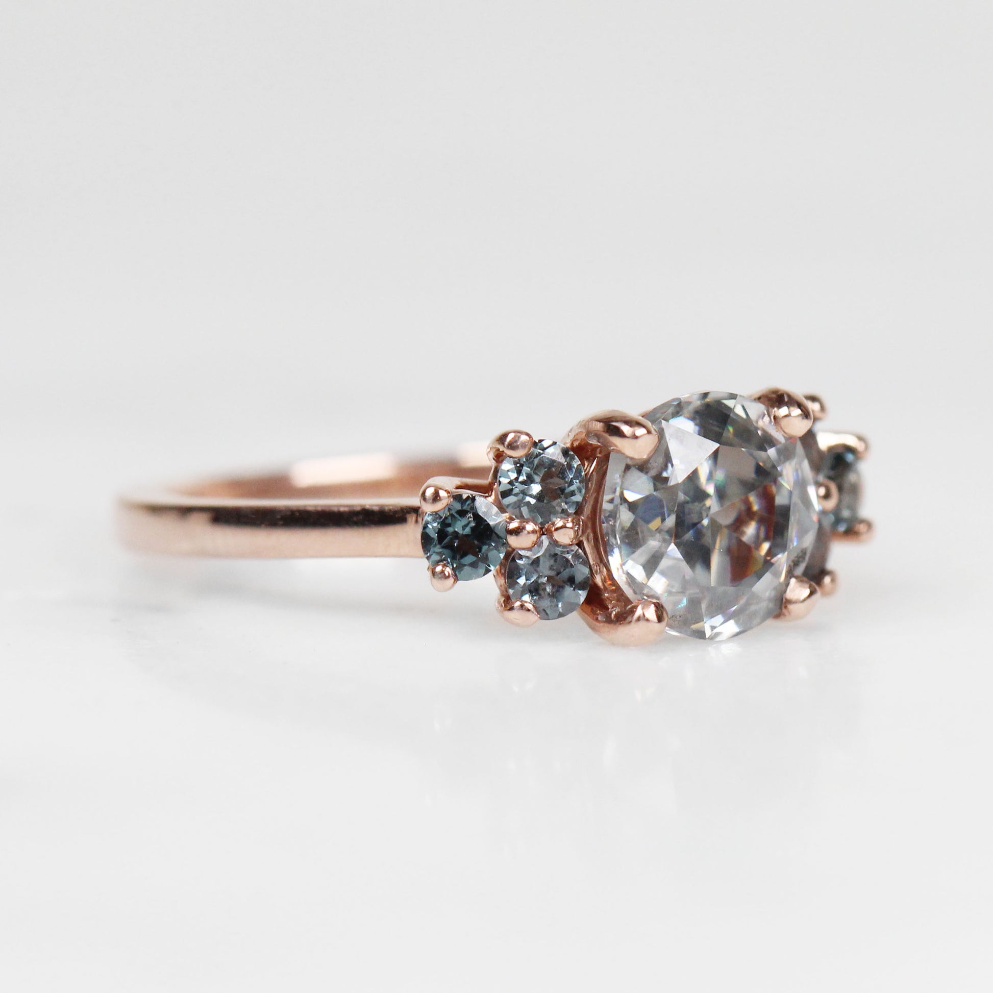 Veragene Ring with 1.40 Carat Round Moissanite in 10k Rose Gold - Ready to Size and Ship - Midwinter Co. Alternative Bridal Rings and Modern Fine Jewelry