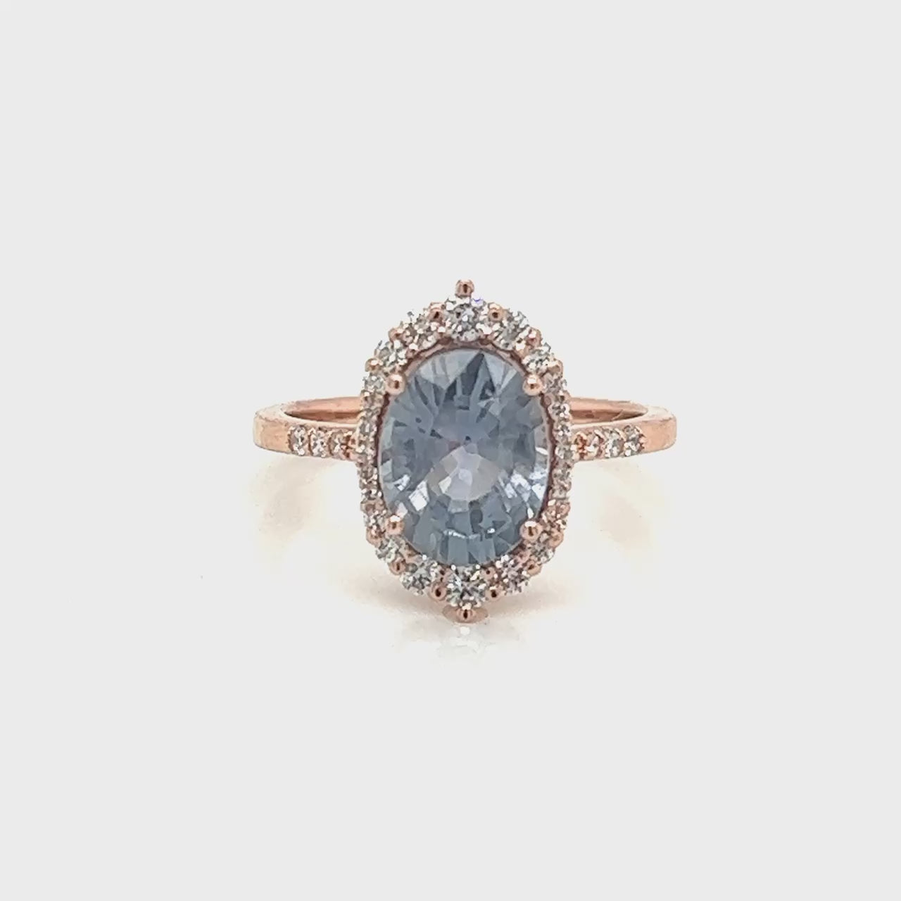 Project: Custom Grace Ring with a 2.5+ Carat Light Blue Oval Sapphire and White Accent Diamonds in 14k