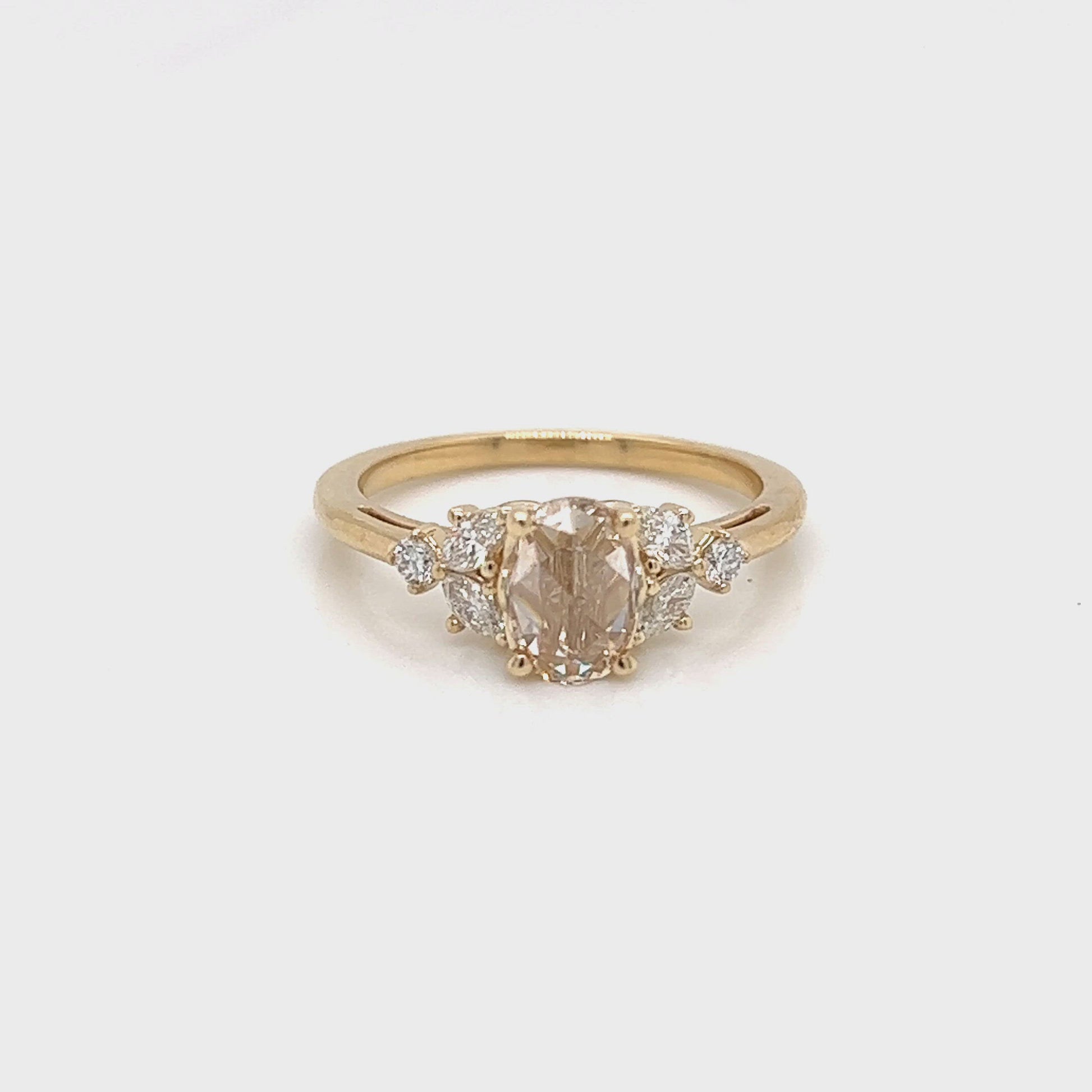 Project: Custom Andia Ring with a .50 Carat Rose Cut Oval Diamond and White Accent Diamonds in 14k