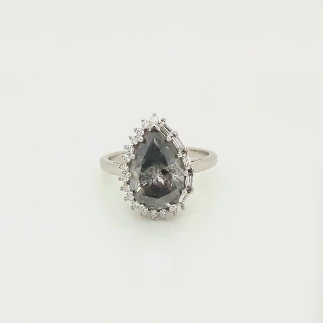 Project: Custom Collins 4 Carat Pear Salt and Pepper Diamond in 14k