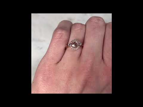 Project: Custom Vanessa Halo Diamond 3 stone Ring with a .50 carat Rose Cut Round Diamond in 14k