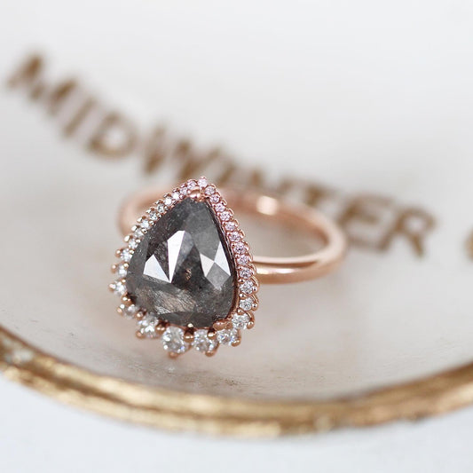 Eleanor Ring with 2.91 Carat Pear Celestial Diamond in 14k Rose Gold - Ready to Size and Ship - Midwinter Co. Alternative Bridal Rings and Modern Fine Jewelry